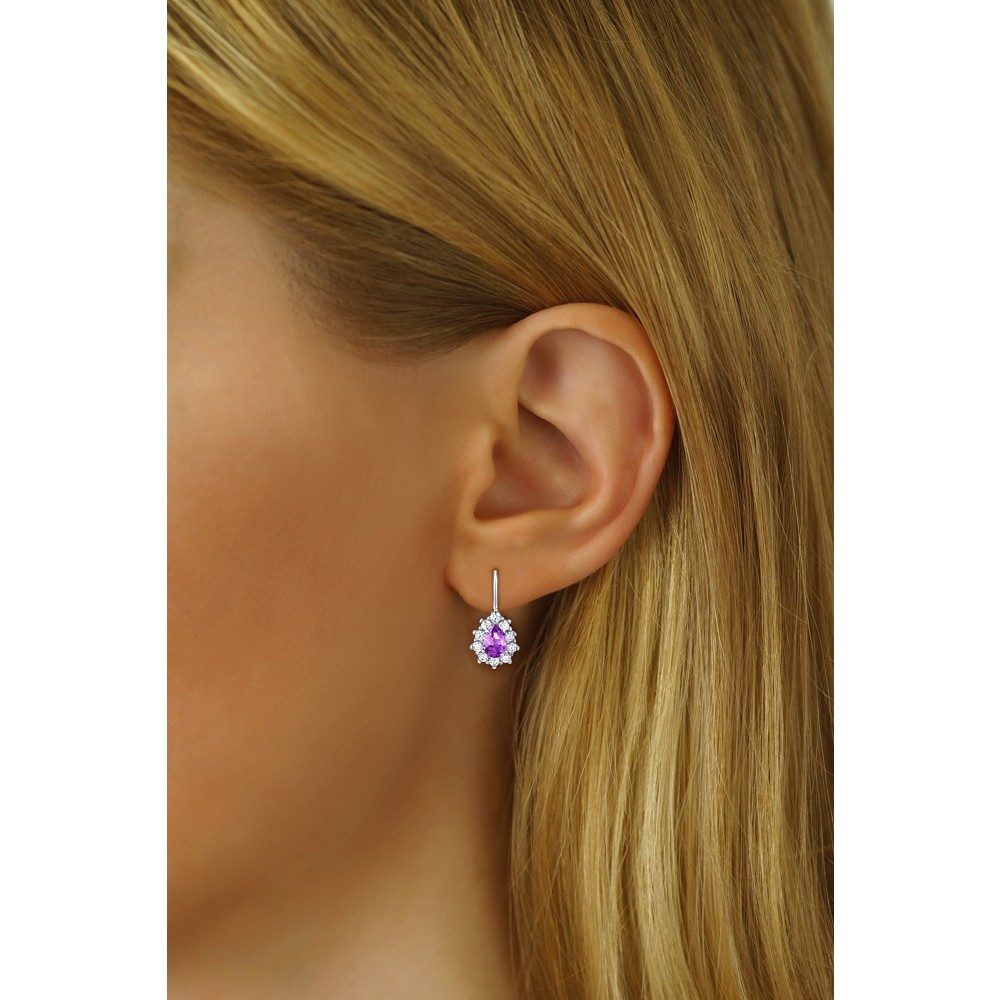 SILVEGO stříbrné náušnice fialové se Swarovski Zirconia