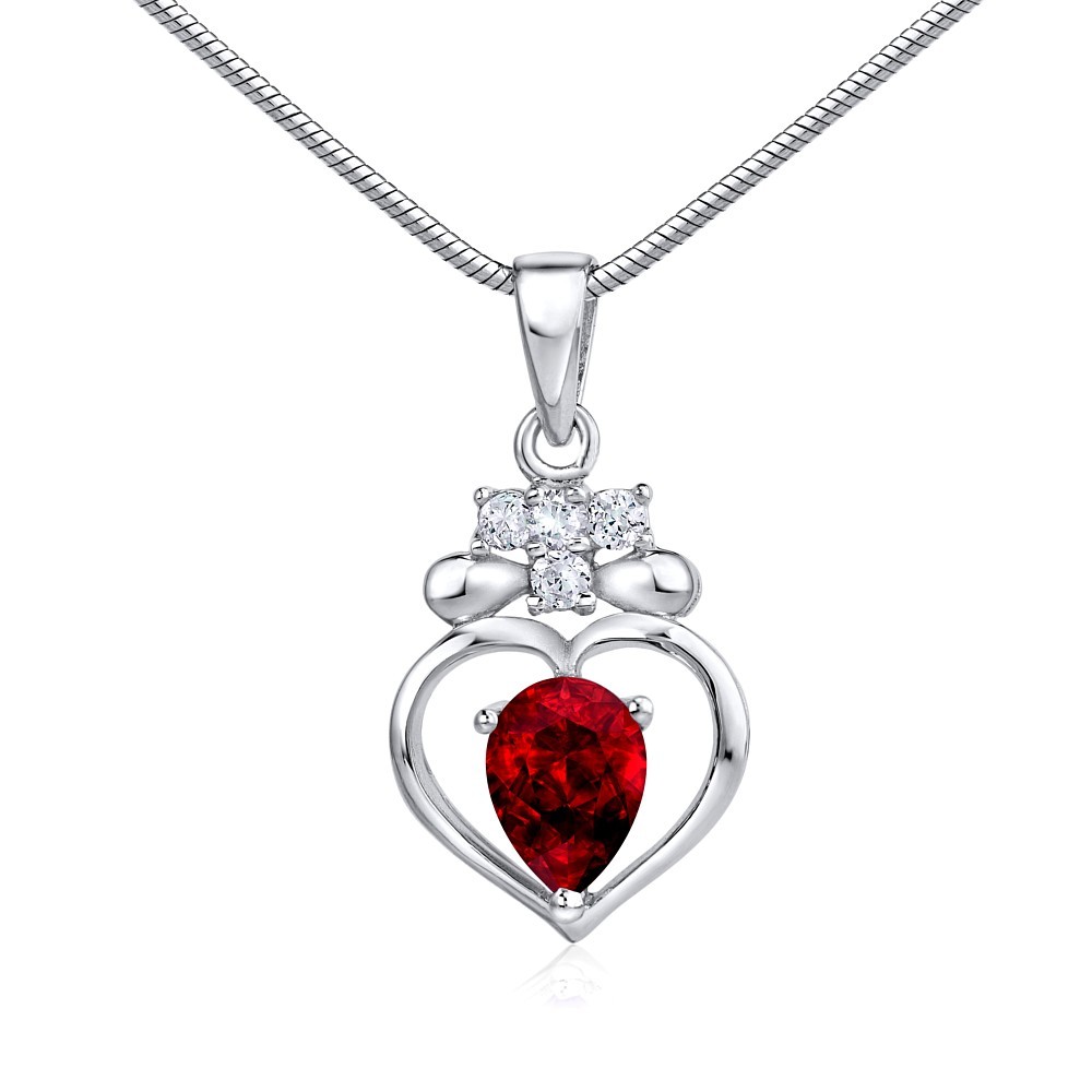 Stříbrný přívěsek SILVEGO SRDCE s pravým přírodním topazem Swarovski Gemstone