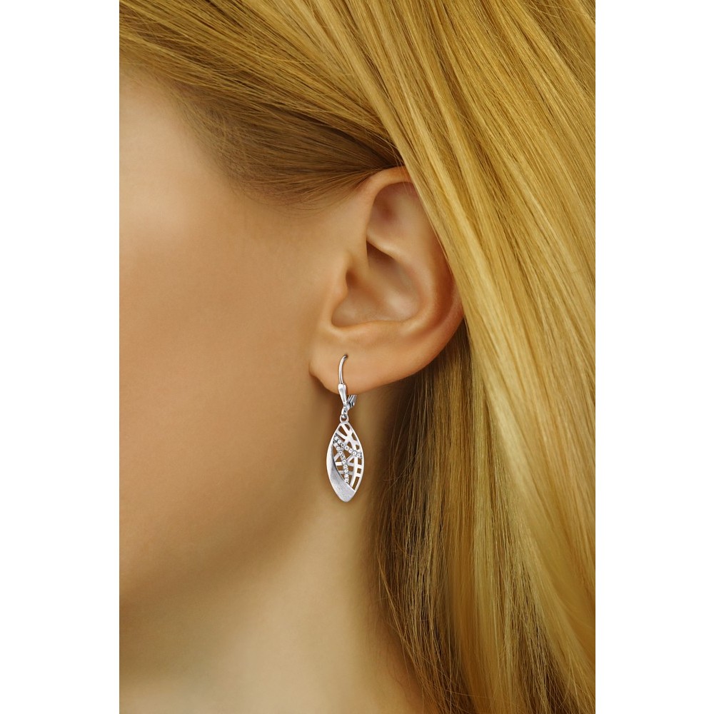 Stříbrné visací náušnice EUPHEMIA se zirkony