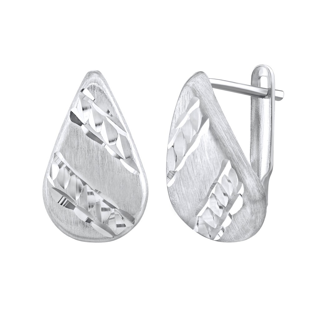 Stříbrné náušnice slzy dekorované výbrusem