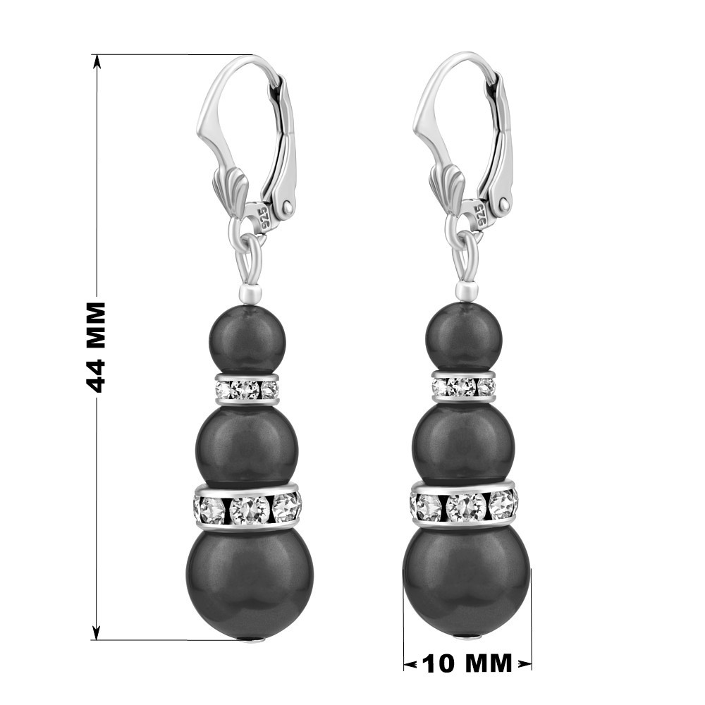 Stříbrné náušnice SILVEGO s černou Swarovski® Perlou