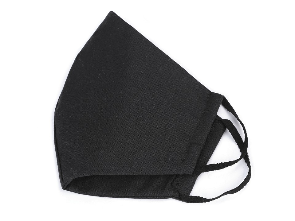 Bavlněná rouška s pruženkou za uši-Černá