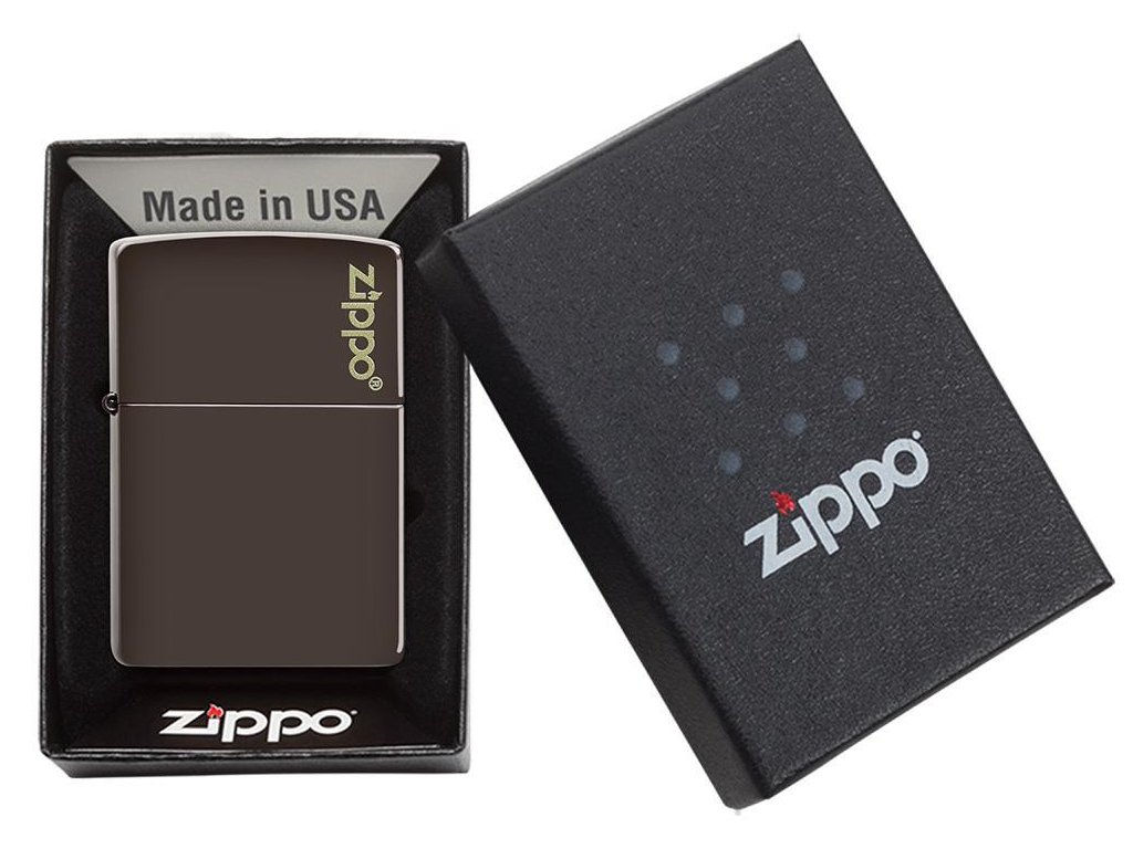 Benzínový zapalovač Brown Zippo Logo