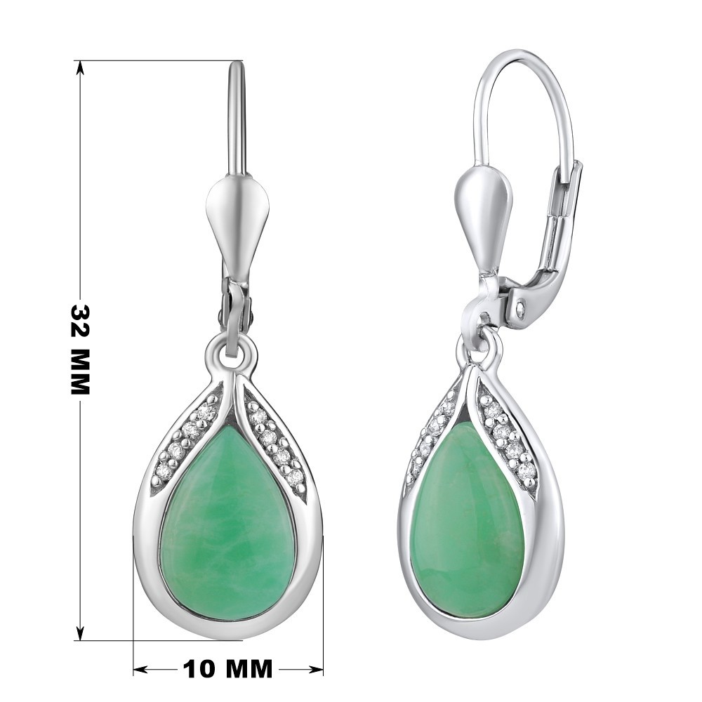 Stříbrné náušnice visací s přírodním Jadeitem JST13327JAE