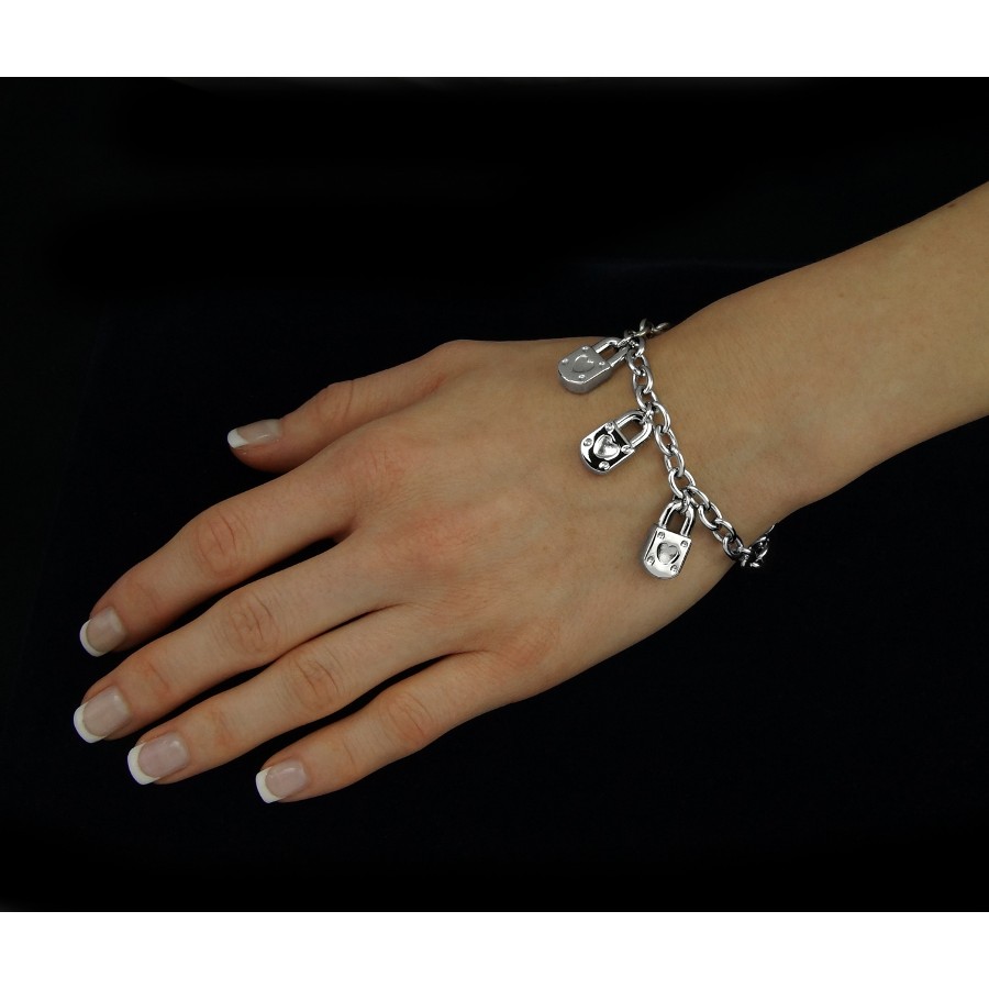 WEST SIDE ocelový náramek se zámky 19cm  KMMB43819