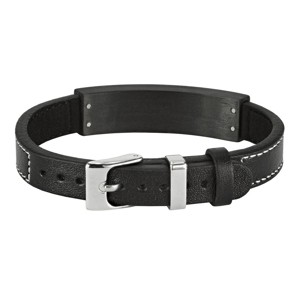 WEST SIDE kožený náramek s ocelovým a plastovým středem TJW032b