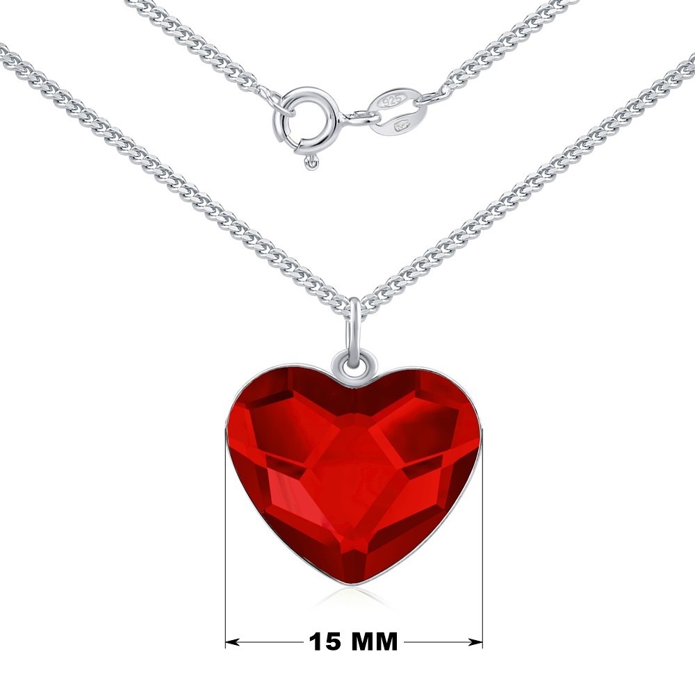 Silvego Stříbrný náhrdelník se Swarovski Crystals srdce červené VSW064N