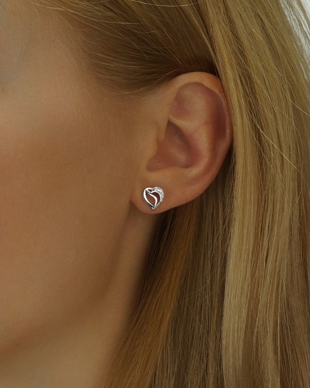 Stříbrná souprava srdce se zirkony