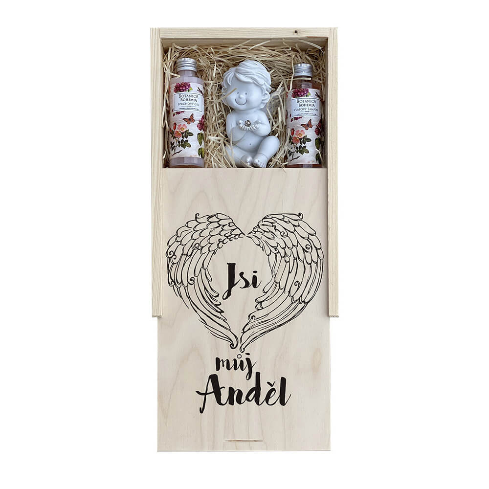 Dárková dřevěná bedna – Jsi můj anděl
