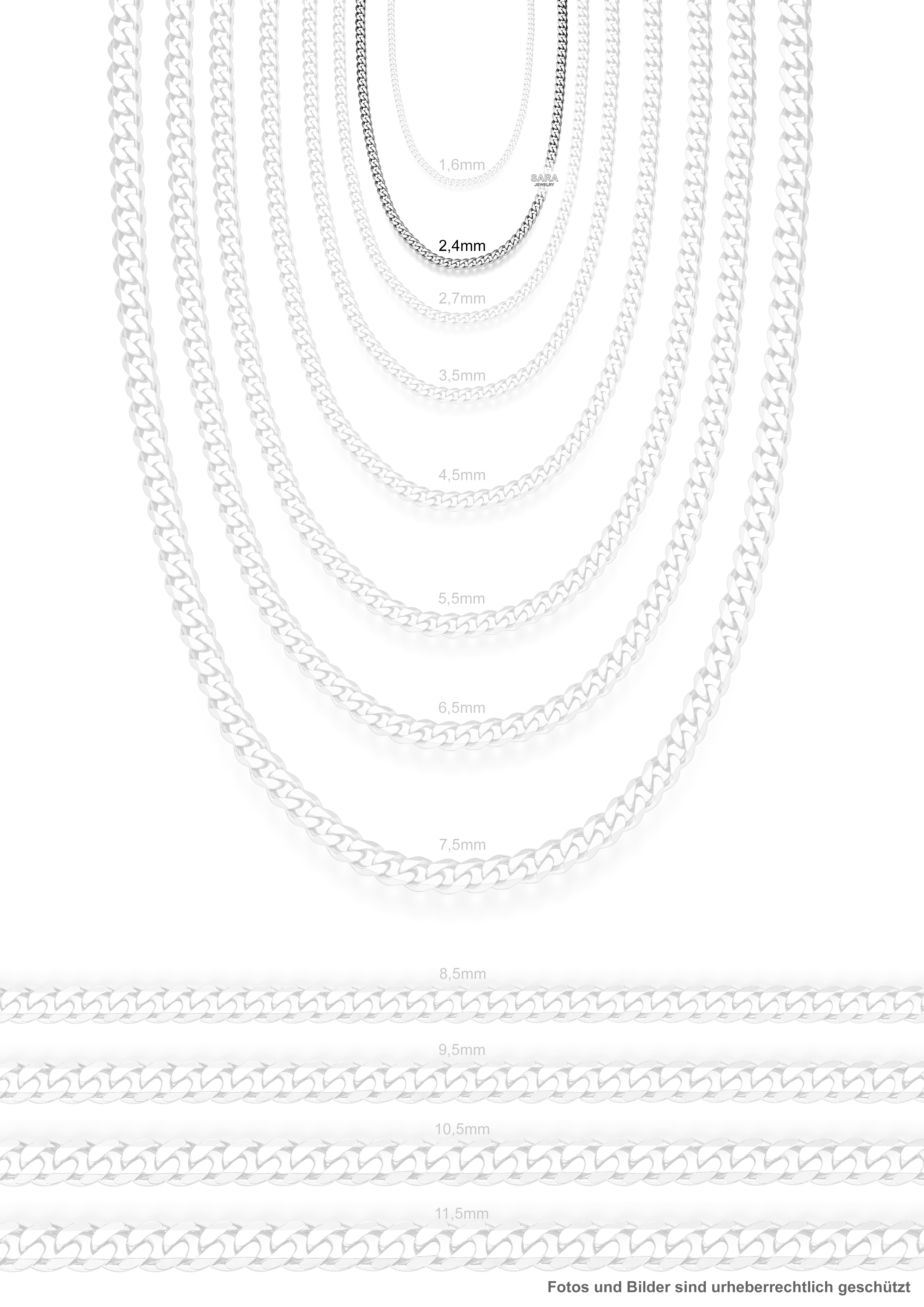 Stříbrný řetízek broušený Pancr 2,4 mm 