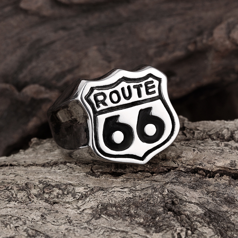 Prsten z chirurgické oceli Biker Route 66