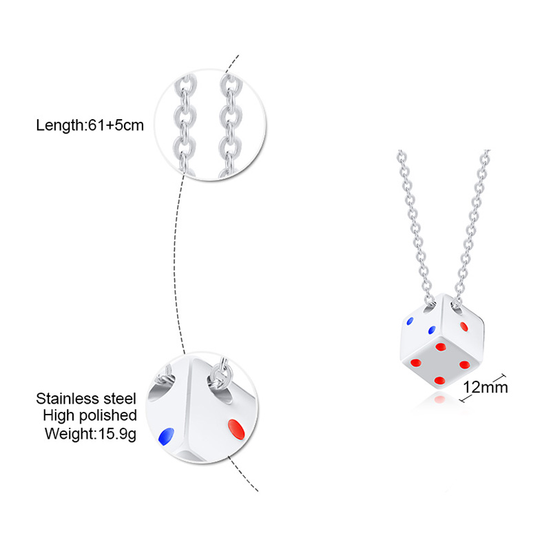 Ocelový náhrdelník Hrací kostka