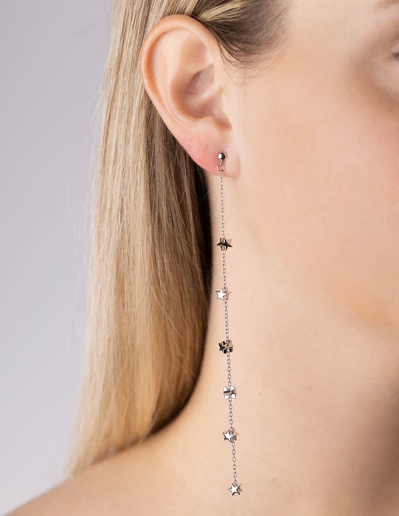 Stříbrné řetízkové náušnice Mikkey s hvězdičkami 13 cm JJJ1661E 