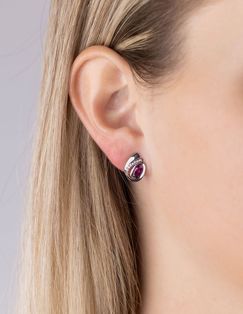 Stříbrné náušnice Ginny s přírodním granátem a Brilliance Zirconia FW15101GR