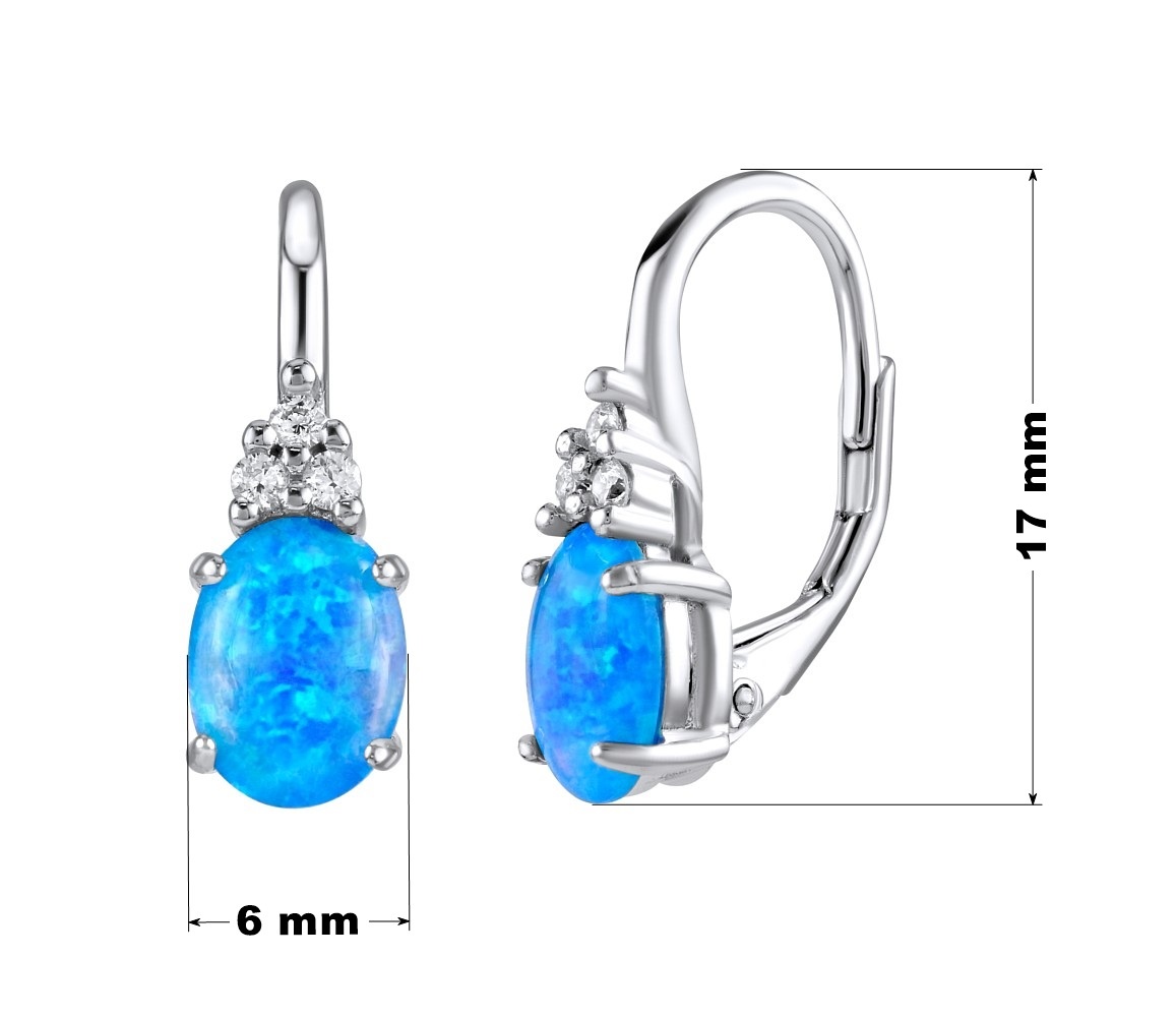 Stříbrné náušnice OLIVIA s modrým opálem LPS1508M