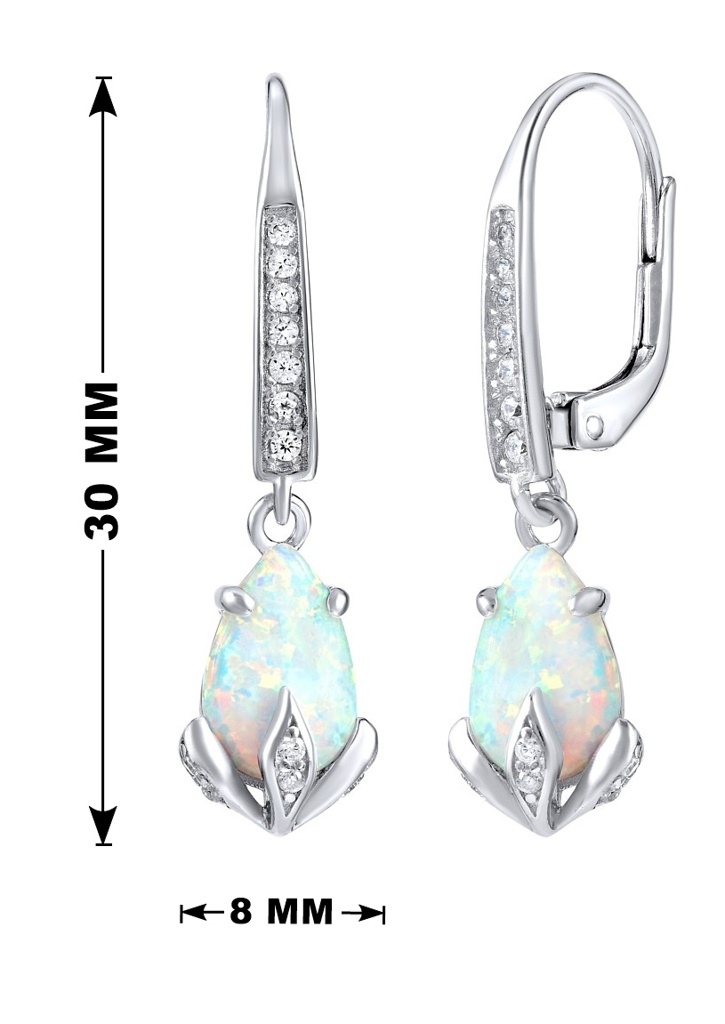 Stříbrné náušnice CLARISSA s bílým opálem JJJE1267W