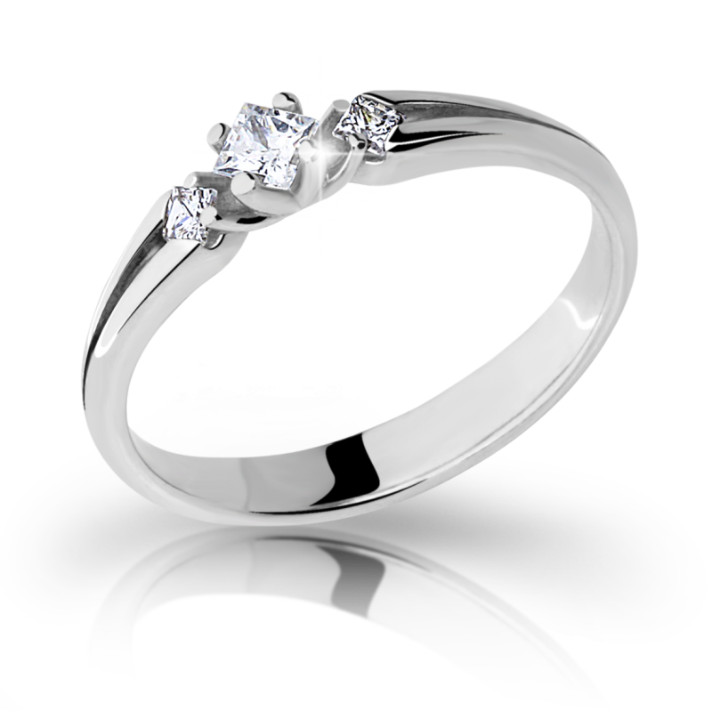 Zlatý zásnubní prsten DF 2105 se zirkony