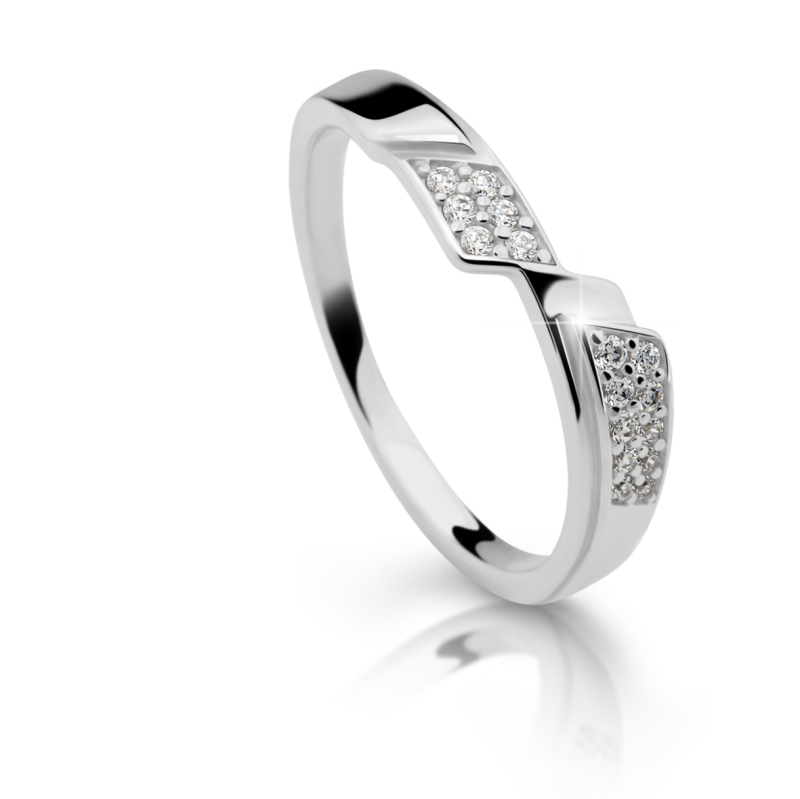 Zlatý zásnubní prsten DF 2372 se zirkony