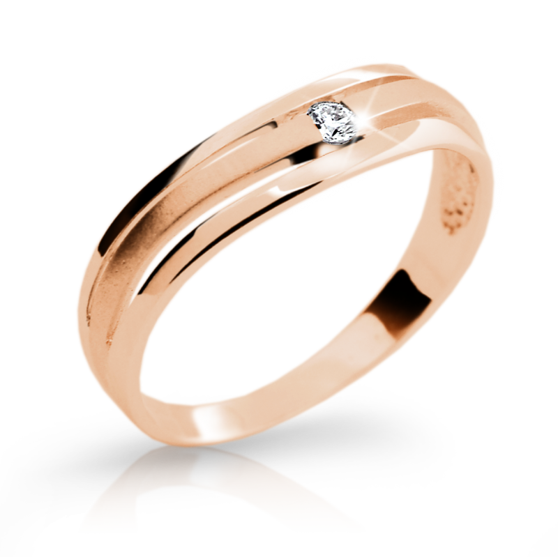 Zlatý zásnubní prsten DF 1748 se zirkony