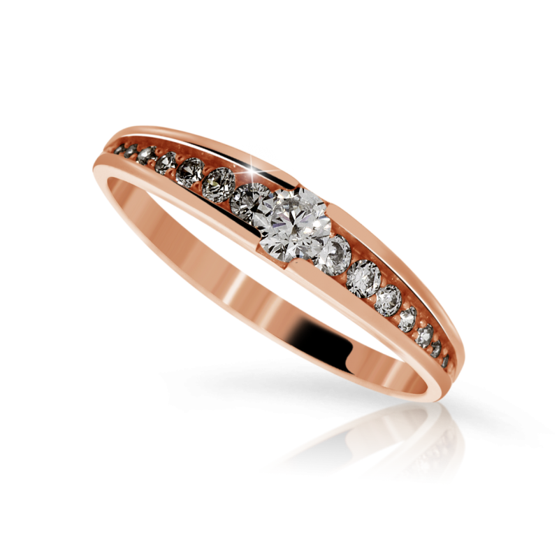 Zlatý zásnubní prsten DF 2804 se zirkony