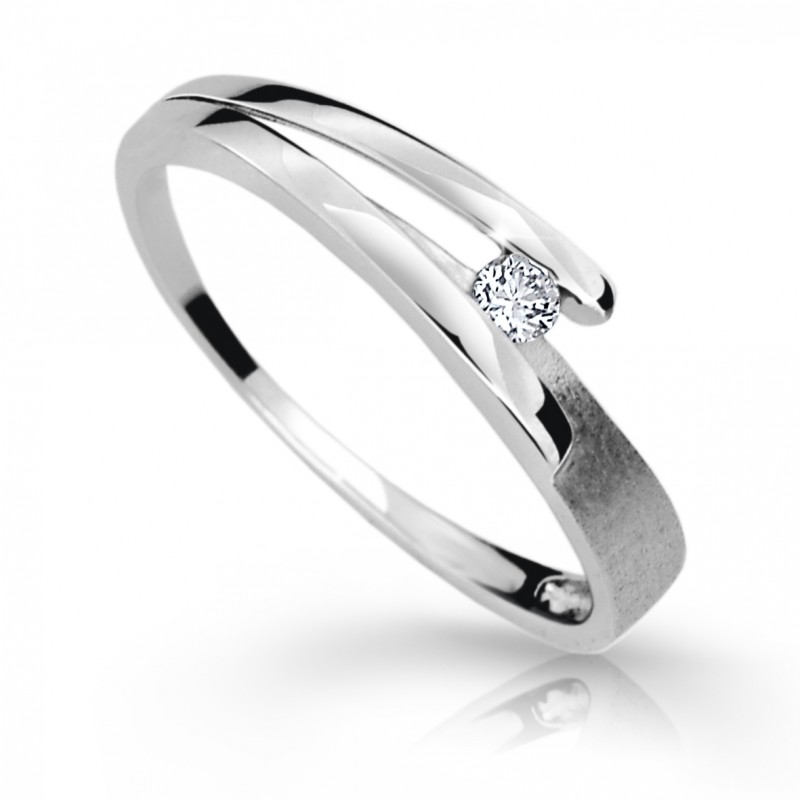 Zlatý zásnubní prsten DF 1716 se zirkony