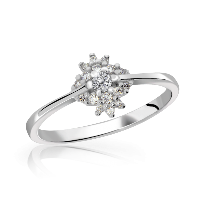 Zlatý zásnubní prsten DF 3055 se zirkony