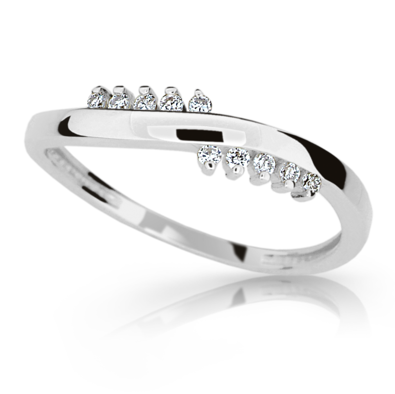 Zlatý zásnubní prsten DF 2064 se zirkony