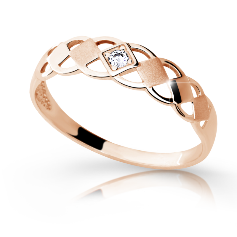 Zlatý zásnubní prsten DF 1912 se zirkony