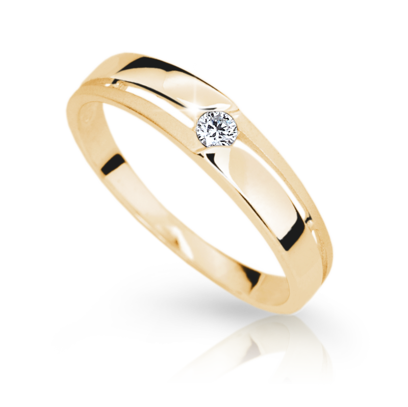 Zlatý zásnubní prsten DF 1660 se zirkony
