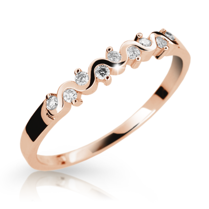 Zlatý zásnubní prsten DF 2086 se zirkony