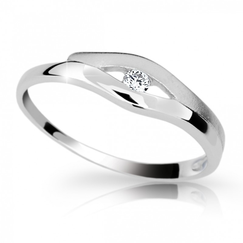 Zlatý zásnubní prsten DF 1745 se zirkony