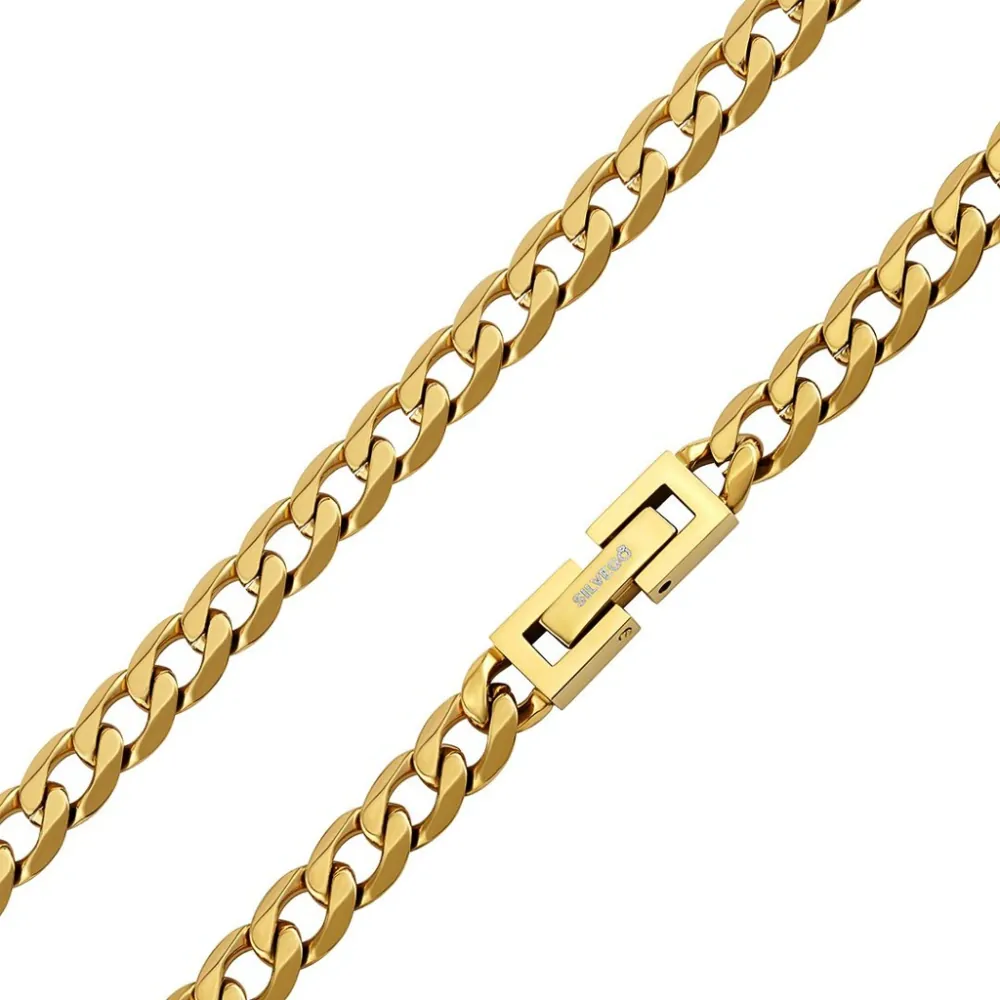 Pánský náhrdelník CURB PANCR z chirurgické oceli 6 mm pozlacený 14k zlatem