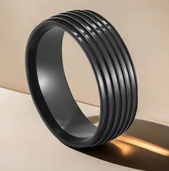 Prsten z chirurgické oceli Black