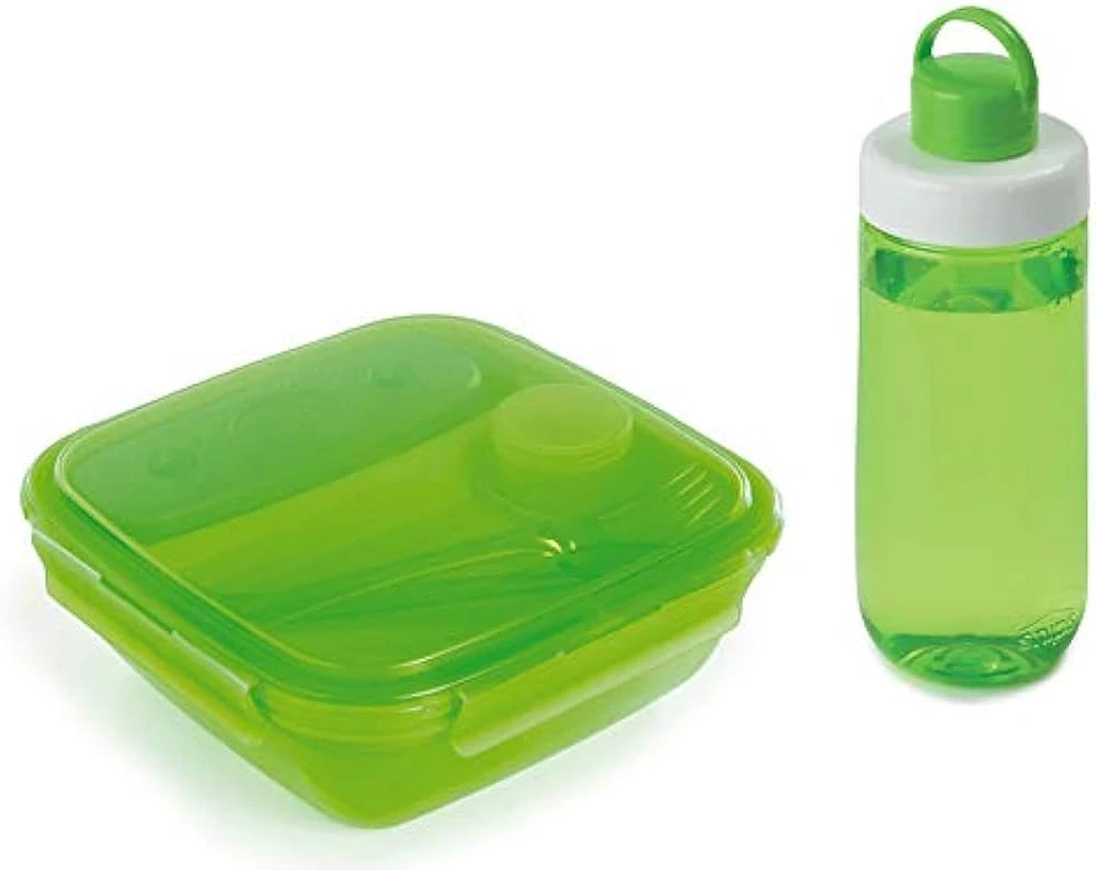 Láhev na pití + Box na oběd Snips Ice Box (0,5l láhev na vodu s 1,5l ledovým obědovým boxem), zelený
