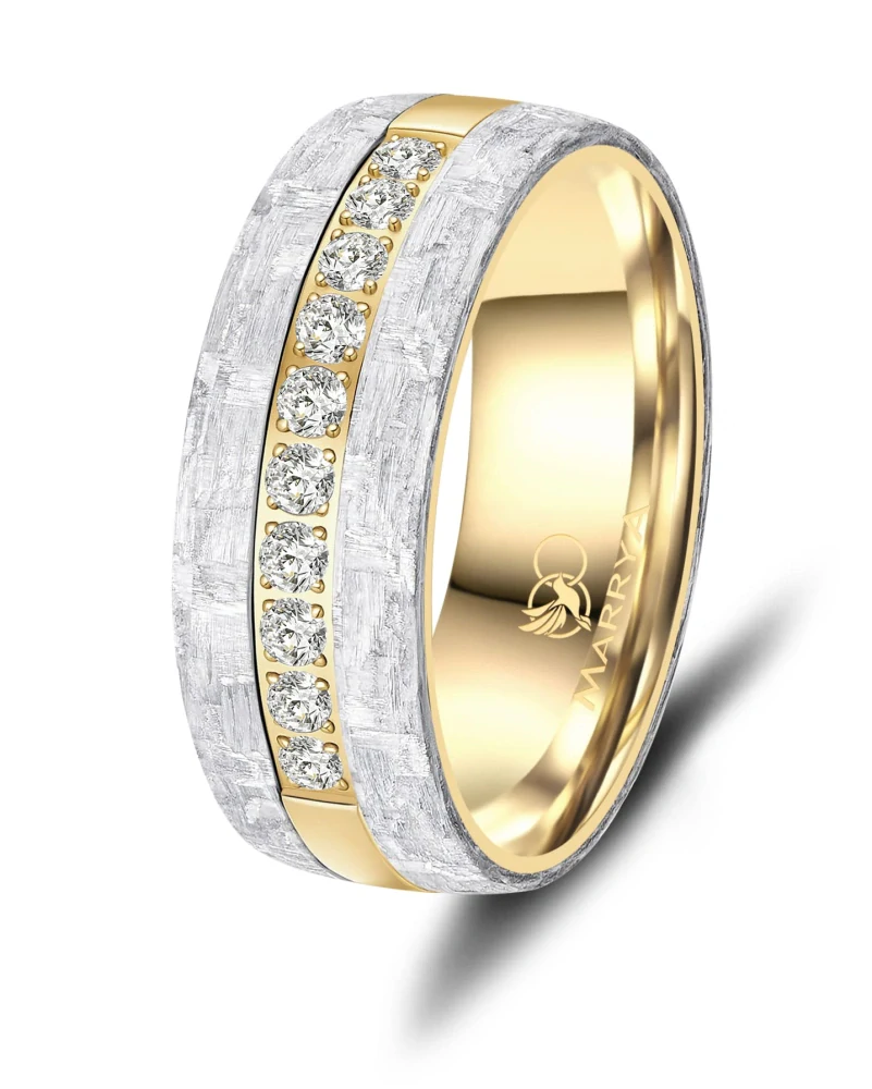 Snubní prsteny Síla oceli, styl karbonu Gold