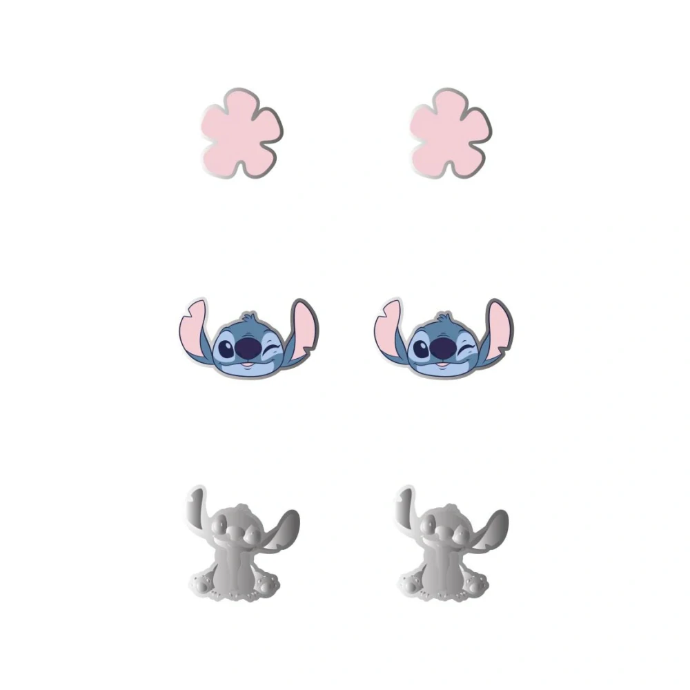 Dětská sada náušnic Disney Stitch – 3 páry peckových náušnic