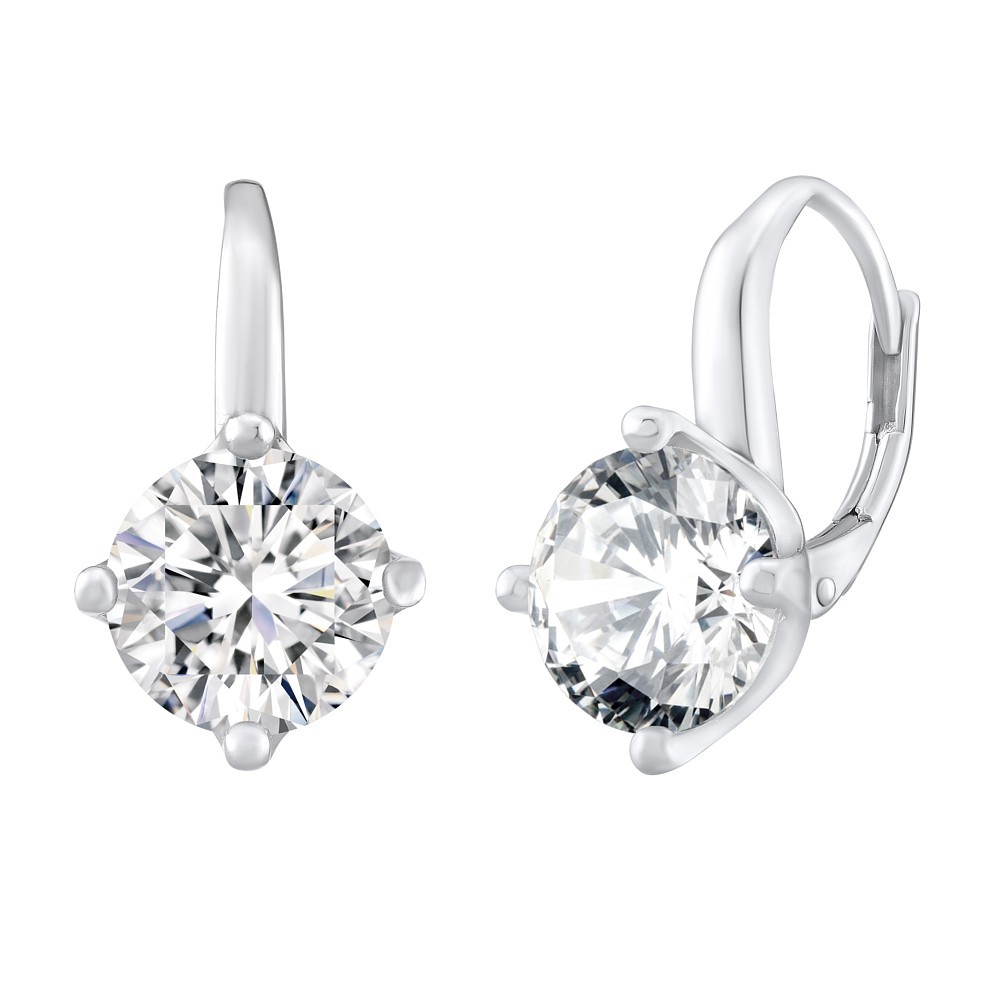 Stříbrné náušnice LILA s čirým třpytivým zirkonem 9 mm