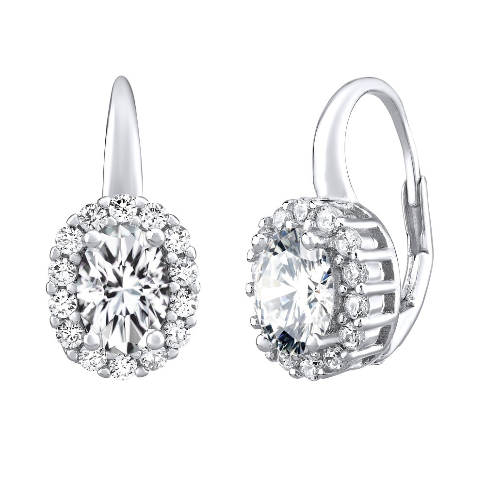 Stříbrné náušnice SHARON oválné se zirkony