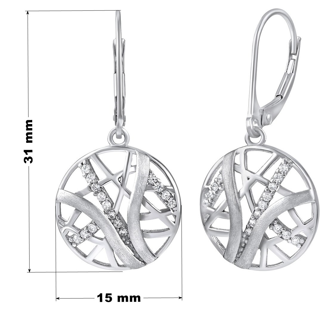 Stříbrné náušnice MAGNOLIA dekorované zirkony