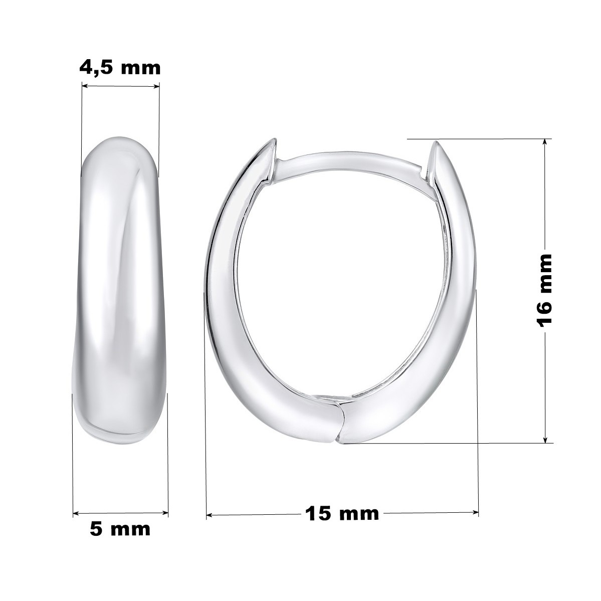 Stříbrné náušnice kruhy ROXANNE - leštěný povrch