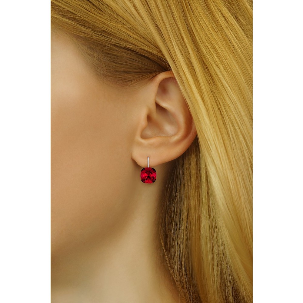 SILVEGO stříbrné náušnice se Swarovski® Crystals square 10 mm