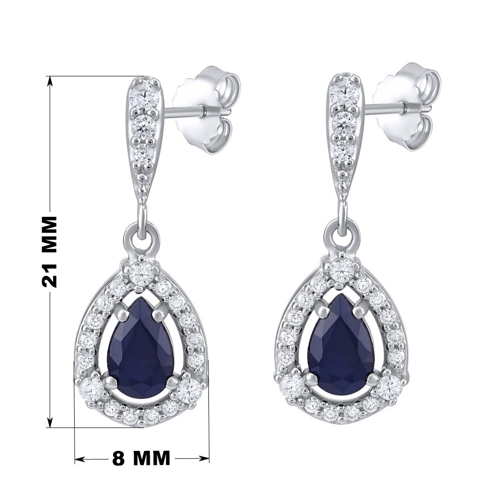 SILVEGO stříbrné náušnice s přírodním safírem