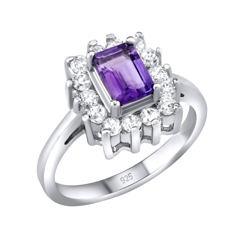 Stříbrný prsten s pravým přírodním Ametystem