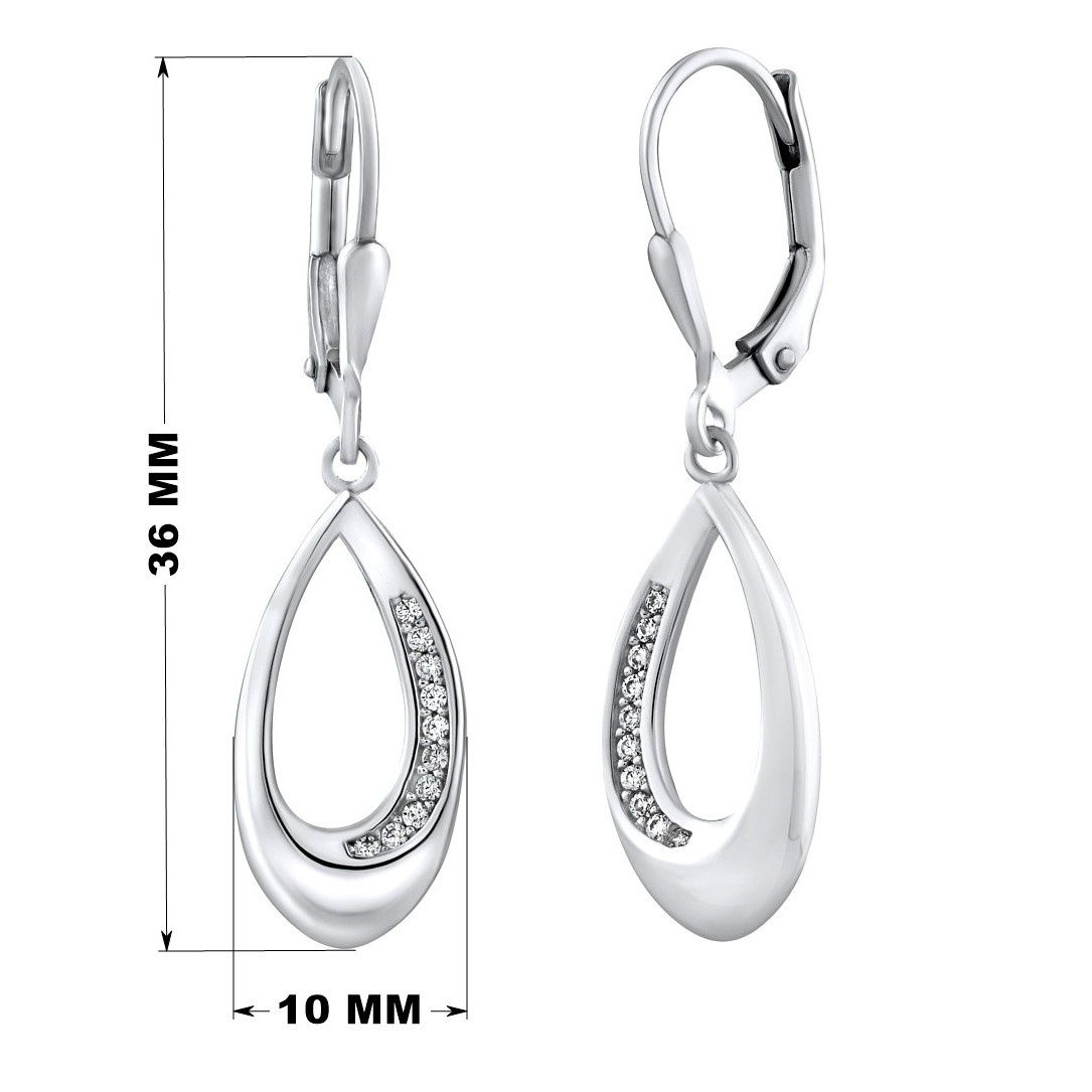 Stříbrné visací náušnice DIONE se zirkonem