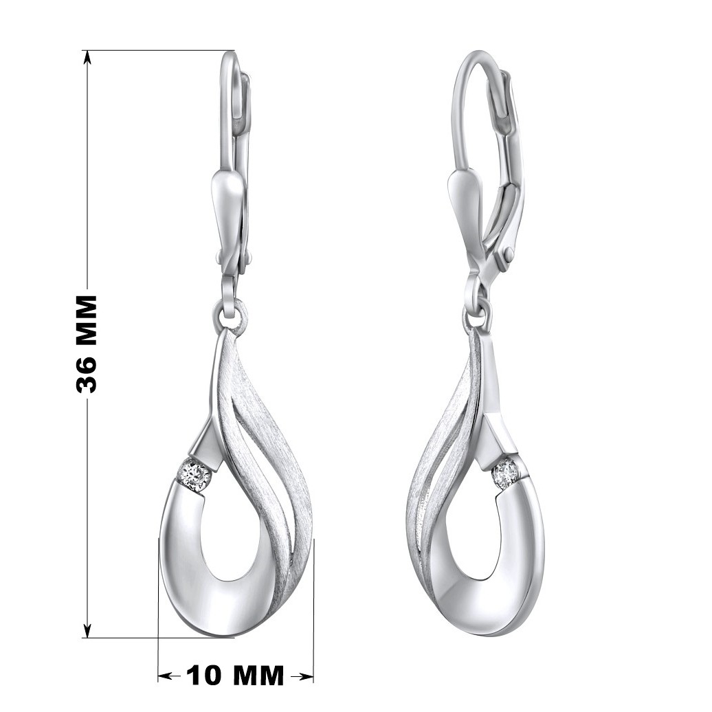 Stříbrné visací náušnice DAMARIS se zirkonem