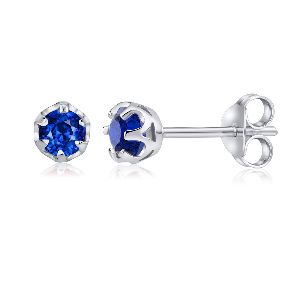 Stříbrné náušnice pecky SILVEGO s přírodním modrým topazem Swarovski Gemstones