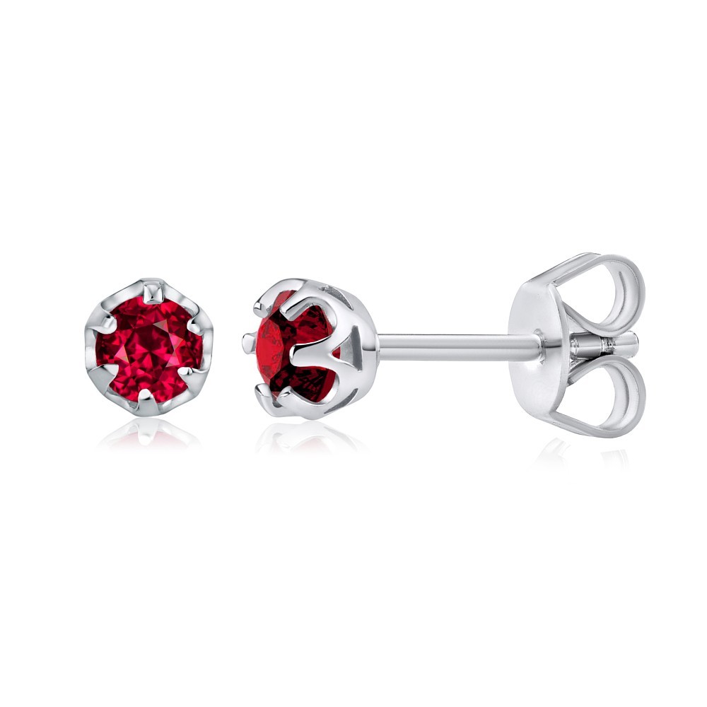 Stříbrné náušnice pecky SILVEGO s přírodním červeným topazem Swarovski Gemstones