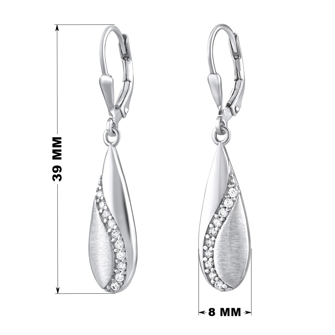 Stříbrné visací náušnice HARMONIA ve tvaru slzy