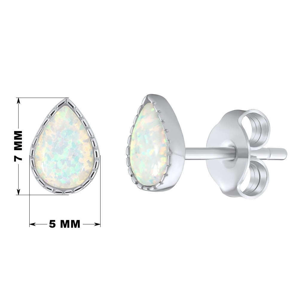 Stříbrné náušnice srdce pecky s bílým opálem