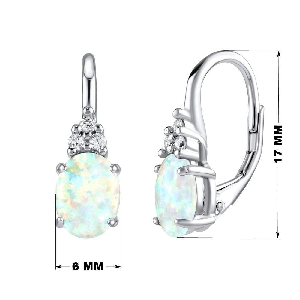 Stříbrné náušnice OLIVIA s bílým opálem